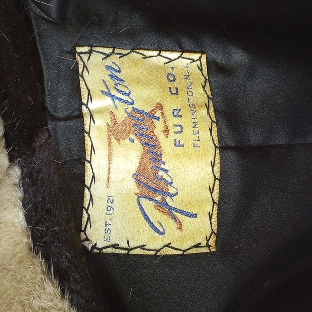 Flemington Fur chocolate brown fur coat with tan mink collar, satin lining - Picture 4 of 6